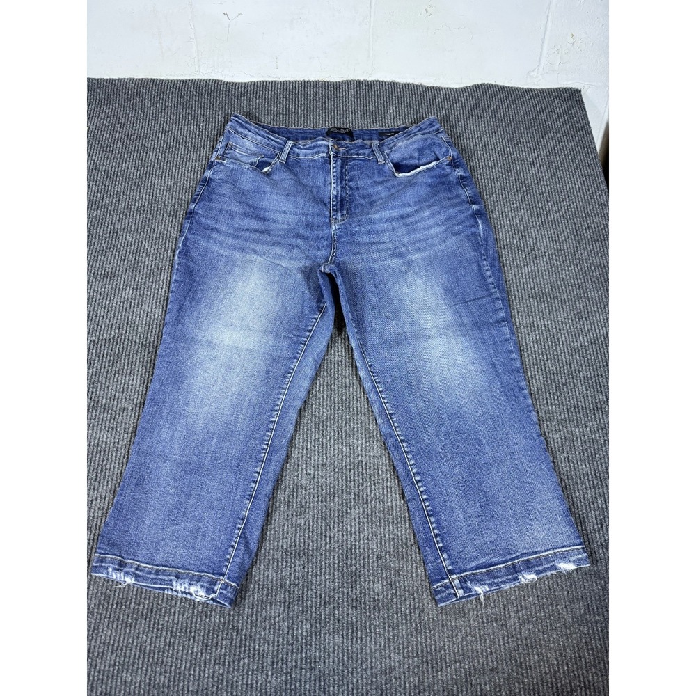 Judy Blue Cropped Crop Baggy Wide Leg Jeans 22W 38 38x24 Capri Denim High Rise